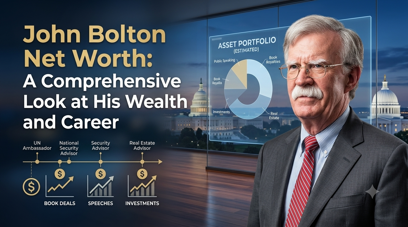 John Bolton Net Worth featuring career earnings, public service, book royalties, consulting work, and financial background.