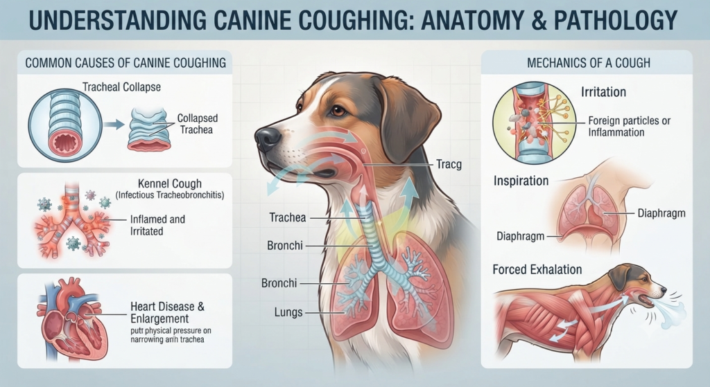 My Dog Has a Dry Cough and Then Gags: Concerned pet owner comforting a dog with a persistent dry cough and gagging episodes.