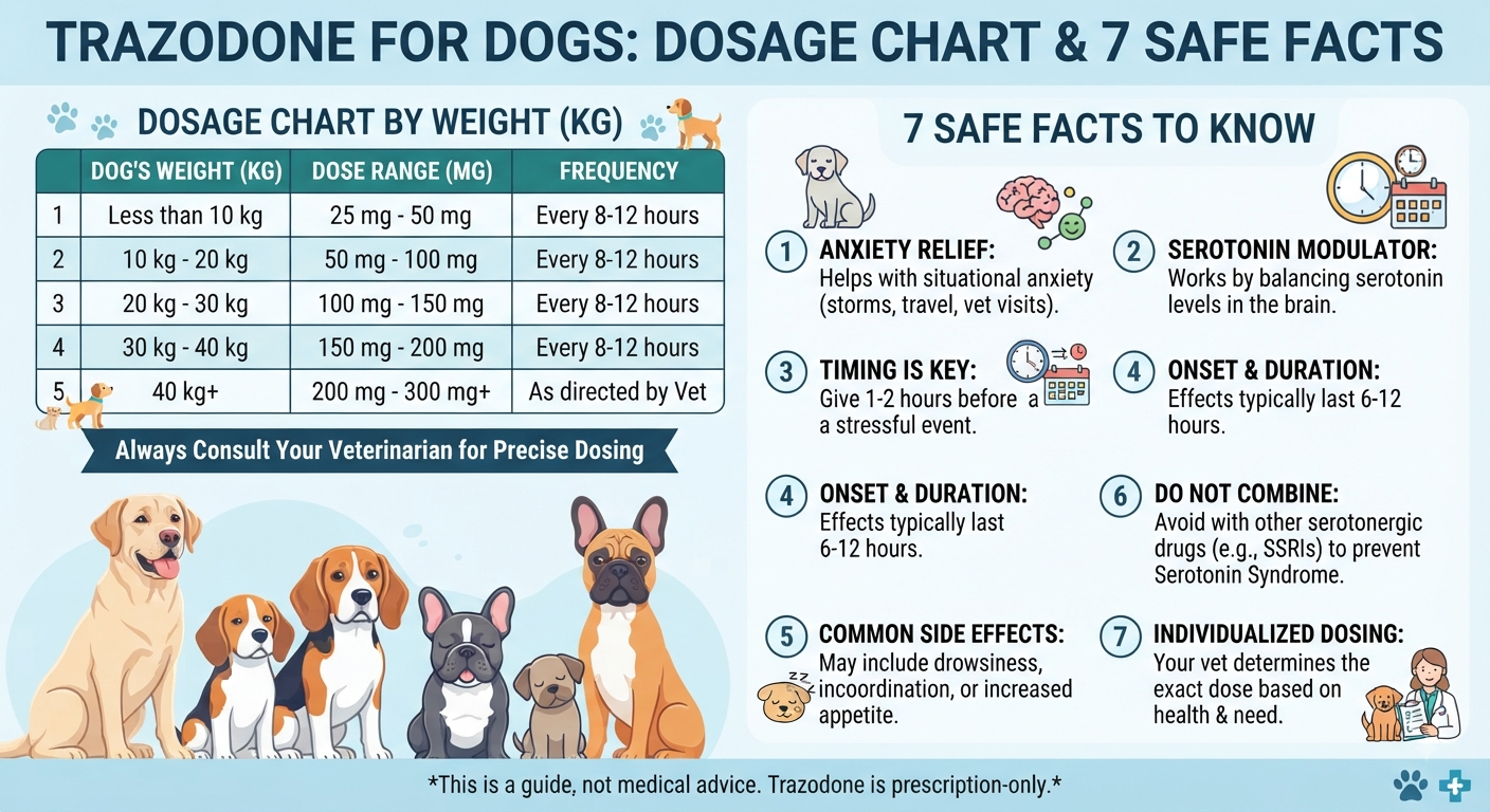 Trazodone for Dogs Dosage Chart by Weight kg: 7 Safe Facts to Know