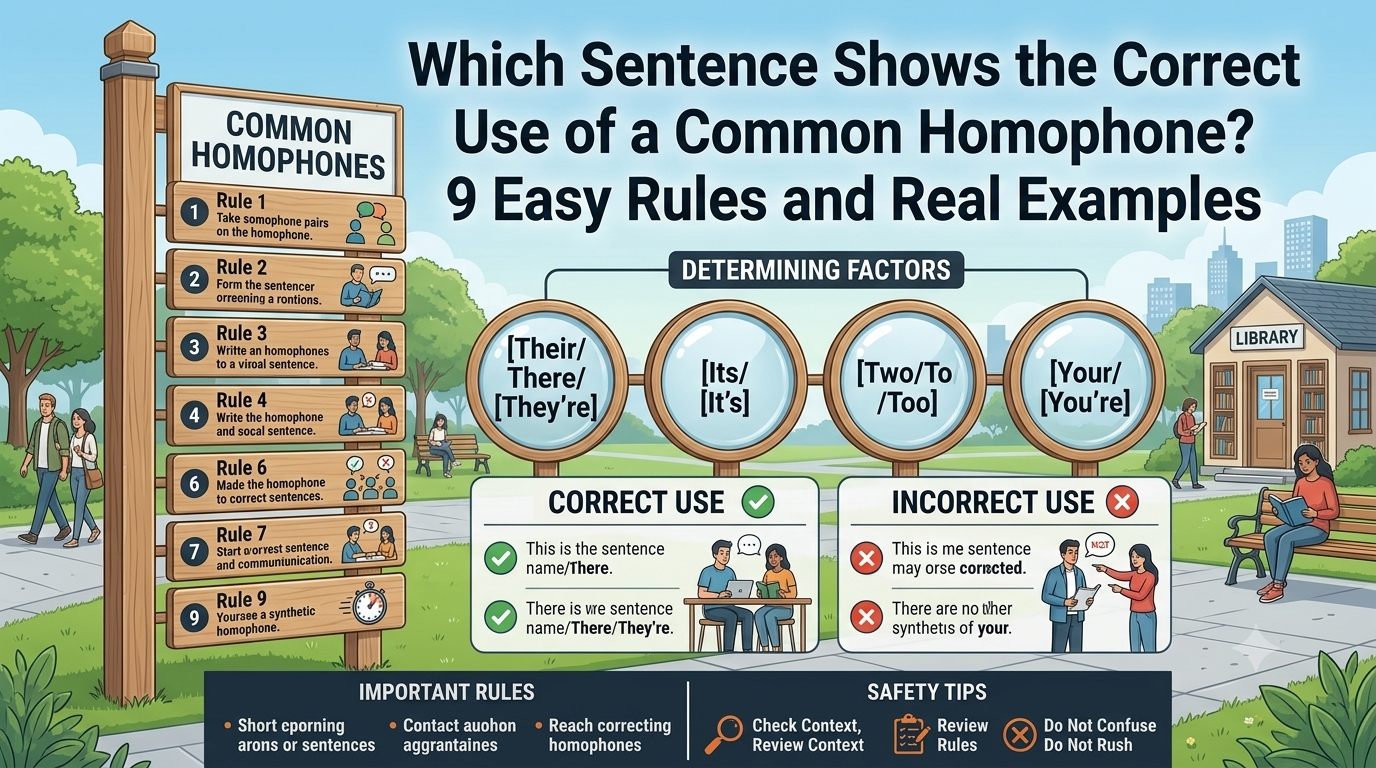 Which Sentence Shows the Correct Use of a Common Homophone? featuring common homophones, grammar rules, correct word usage, and real examples.